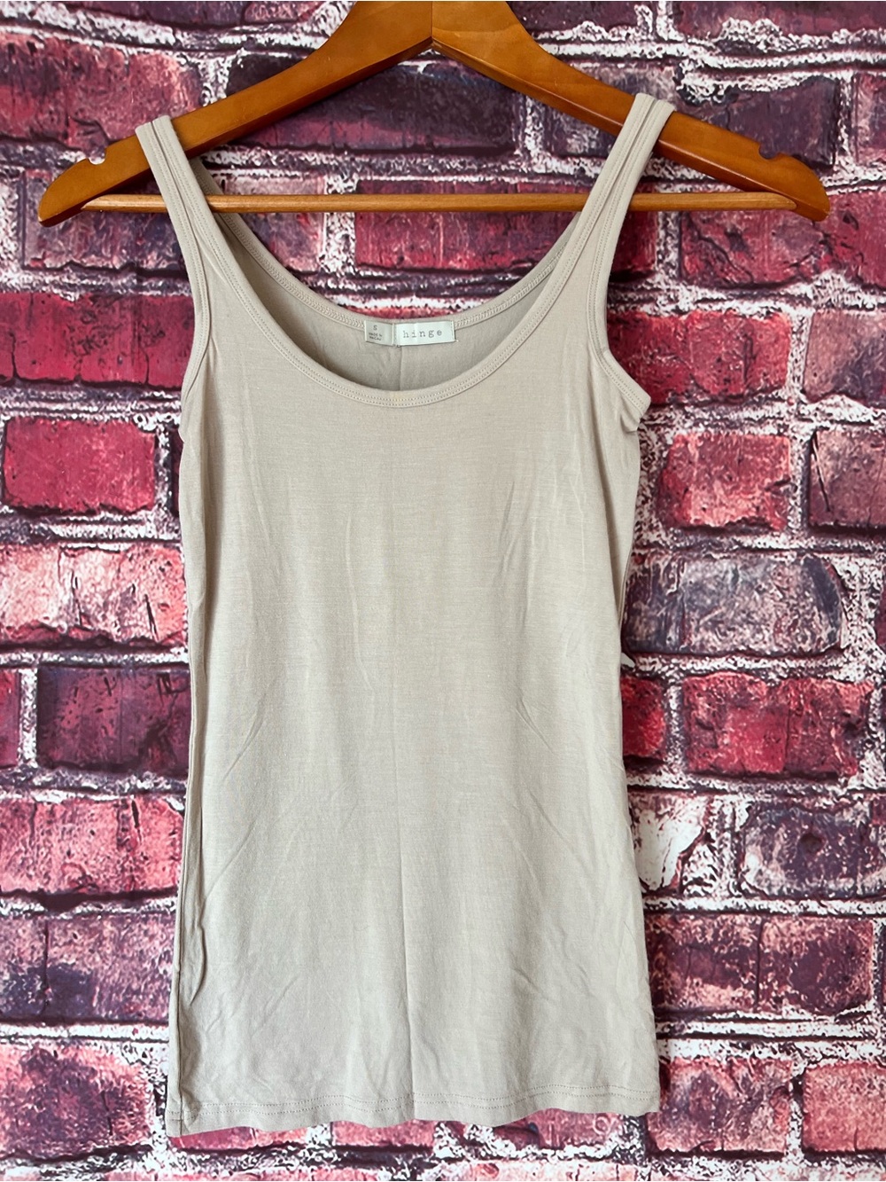 NWT Nordstrom Hinge Scoop Neck Jersey Knit Tank Top Beige